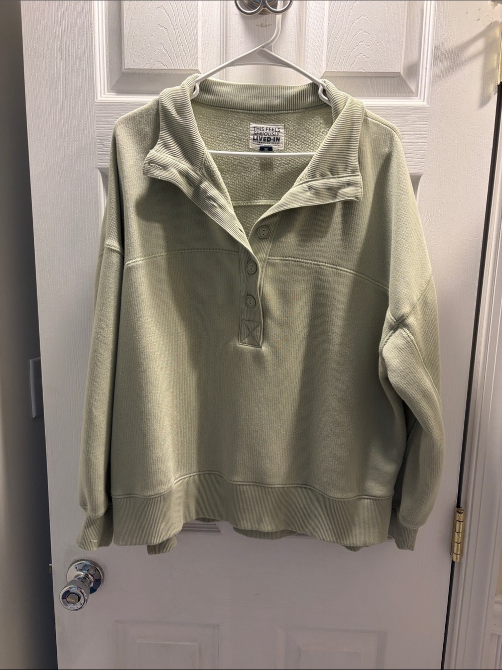 American Eagle Outfitters Sage Green Henley Pullover Sweater